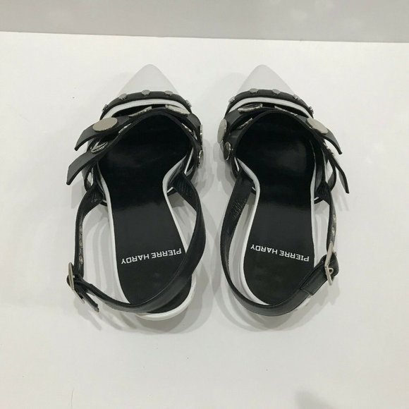 Pierre Hardy Black White Leather Slingback Kitten - Picture 7 of 8
